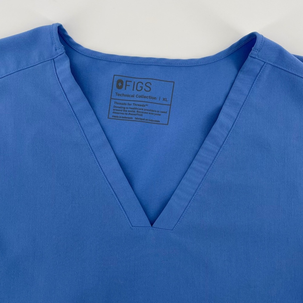 FIGS Technical Collection Casma Scrub Top Blue V-Neck Short Sleeve XL FW1100